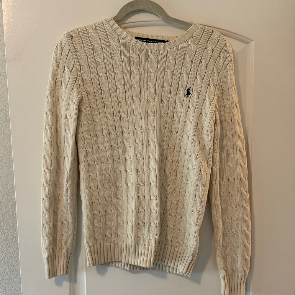 Ralph Lauren Cream Cable Knit Crewneck Sweater
